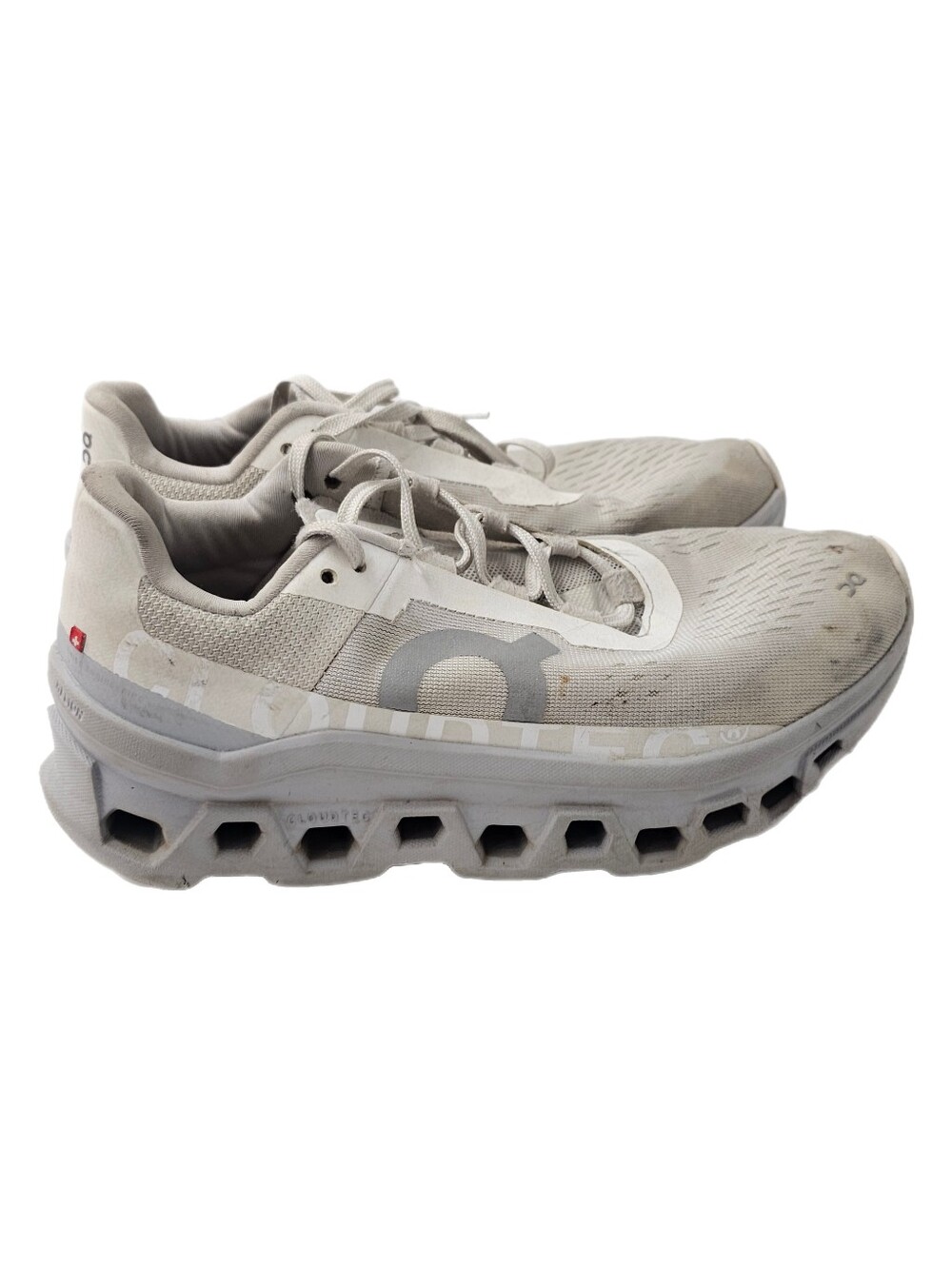On Running Cloudmonster 1 White Glacier Graphic Spellout Max Cushion Womens 6.5